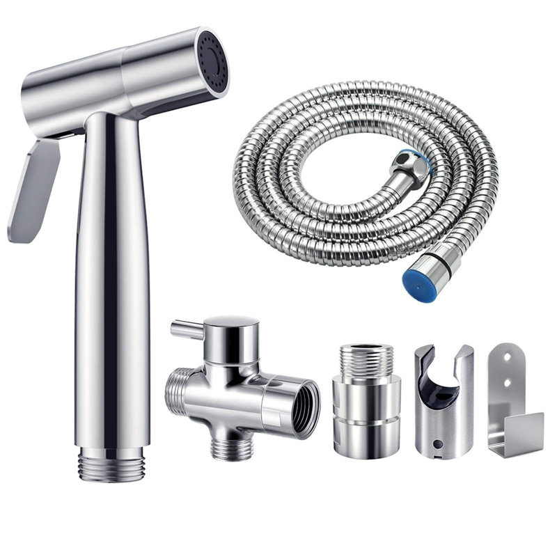 Elongated Hand Held Bidet with Faucet