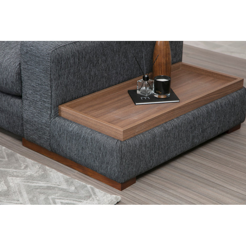 Canapé d'angle avec structure en bois de hêtre, tissu 100% polyester, 9,3 pi x 10,6 pi x 2,8 pi | Comprend 4 coussins portables (18 po x 18 po) | Sièges à ressorts et en mousse durables | Couleur anthracite élégante pour un style scandinave