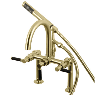 Kaiser Triple Handle Deck Mounted Clawfoot Tub Faucet with Diverter and Handshower