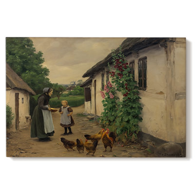 Ferme avec trémières - Hans Andersen Brendekilde - Toile tendue avec châssis-c. Fin du 19e siècle / début du 20e siècle
