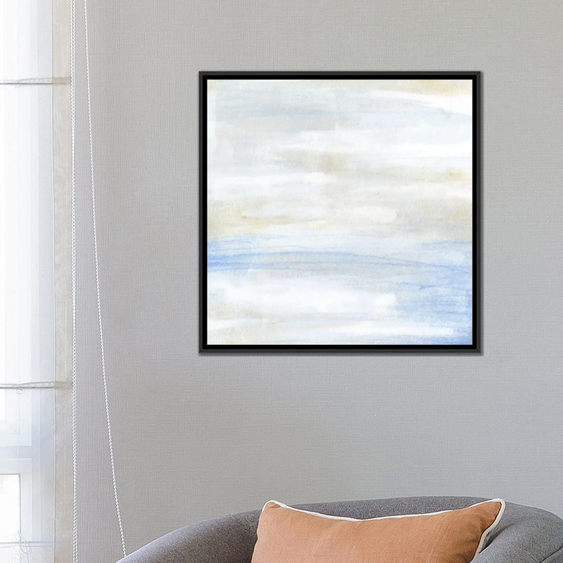 « shore horizon ii », impression sur toile, H 37 po x l 37 po x P 1,5 po, Toile avec cadre noir, Pas de tapis