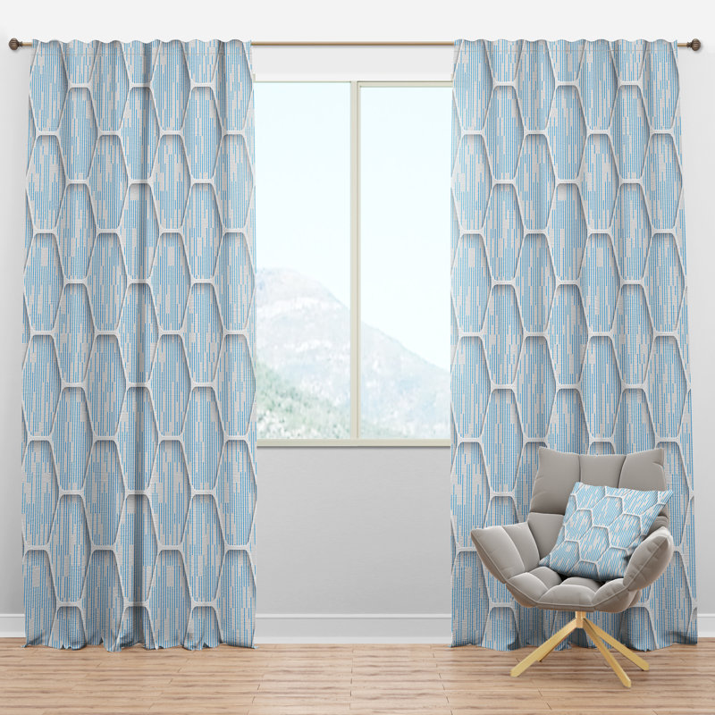 Panneau de rideau simple semi-diaphane avec passe-tringle 3D Honeycombs, l 52 po x L 120 po