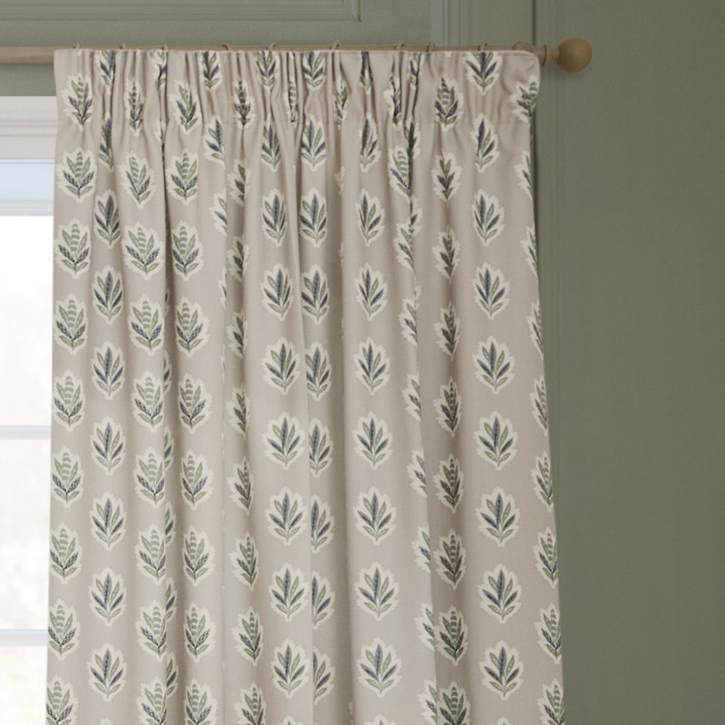 Sessile Leaf Room Darkening Curtain Panel Pair, 46.06cm Width x 182cm Drop, Beige