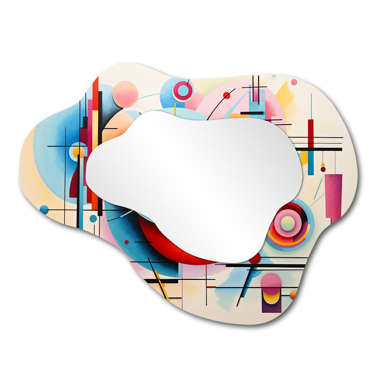 Blue and pink Abstract Geometric Vision 3 - Geometric Cloud Large Wall Mirror, Blue Asymmetrical Decorative Mirror, Printed Metal Art