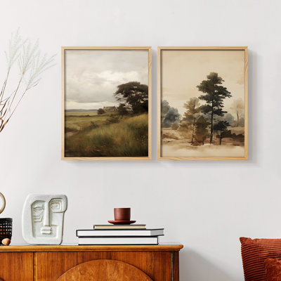«Vintage Landscape LXII», impression giclée sur cadre - ensemble de 2
