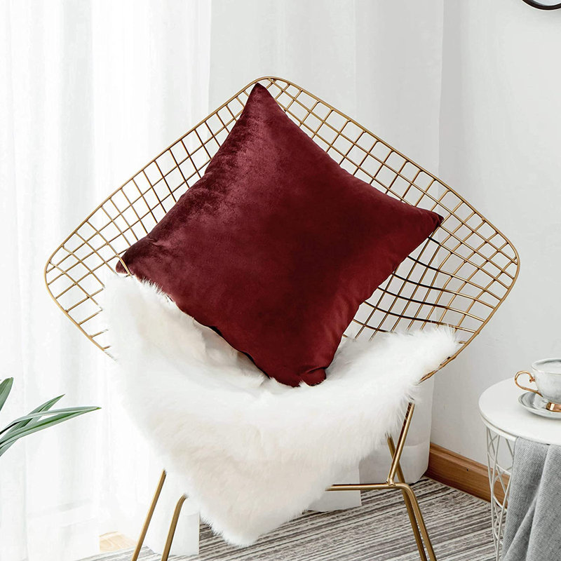 Housse de coussin en velours uni, Turquoise, H 20 po x l 20 po