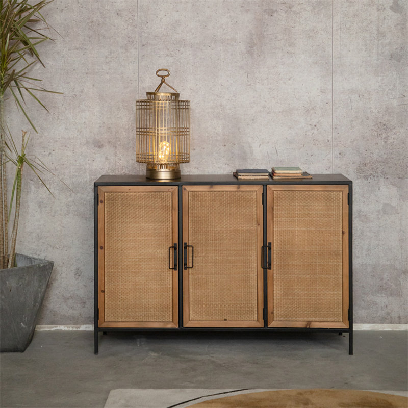 Armoire d'appoint en rotin et fer forgé de style rétro