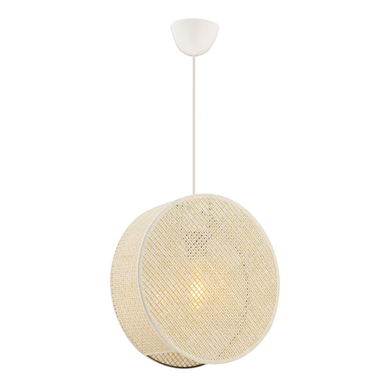 Lustre élégant en métal crème, 29,5 po x 3,5 po | Certifié CE, douille E27 (60 W maximum) | Superbe conception avec capuchon en coton, hauteur totale: 29,5 pouces | Parfait pour l'éclairage du salon, de la salle à manger et du vestibule