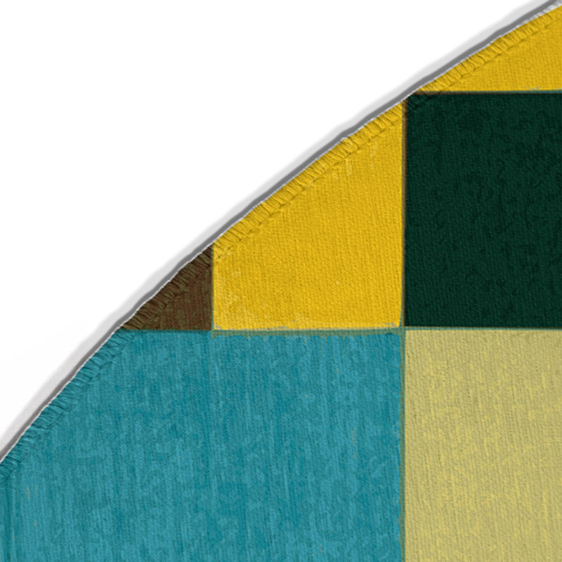 Earth Mosaic Grid Indoor And Outdoor Area Rug, Round 5'