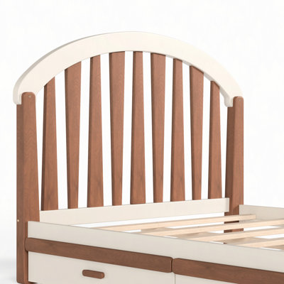 Platformbed with Storage Drawer, Wood  Bed Frame with Round Headboard, No Box Spring Needed