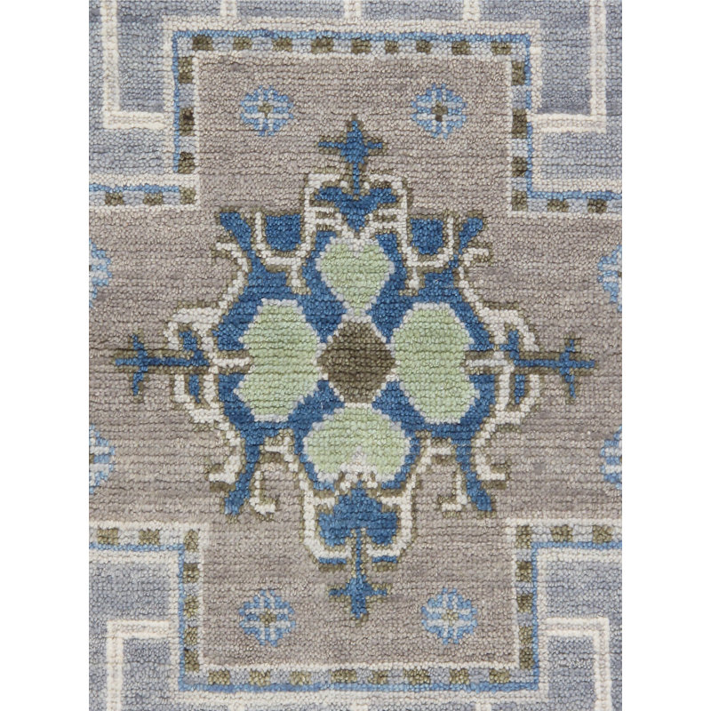 Khotan Hand-knotted Silver/ivory Wool Area Rug