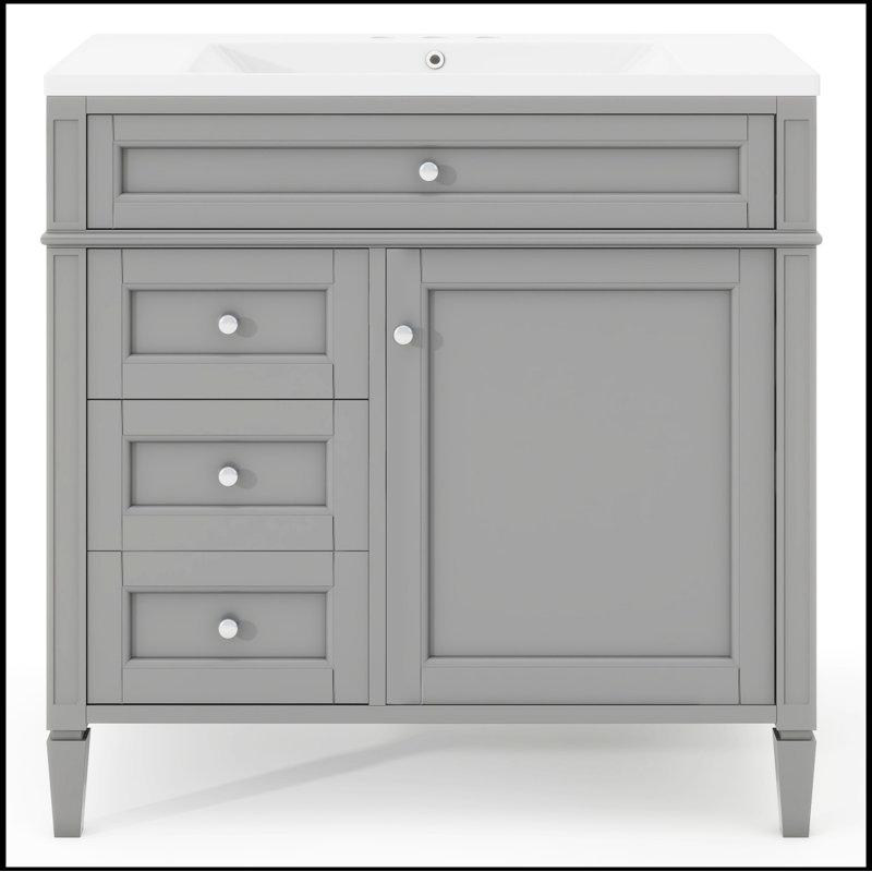 Ensemble de meuble-lavabo simple 36,00 avec comptoir Tachara, Gris