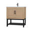 Meuble-lavabo 32 po avec lavabo en céramique et armoire autoportante, 2 portes, tablette de rangement en fer-823216821