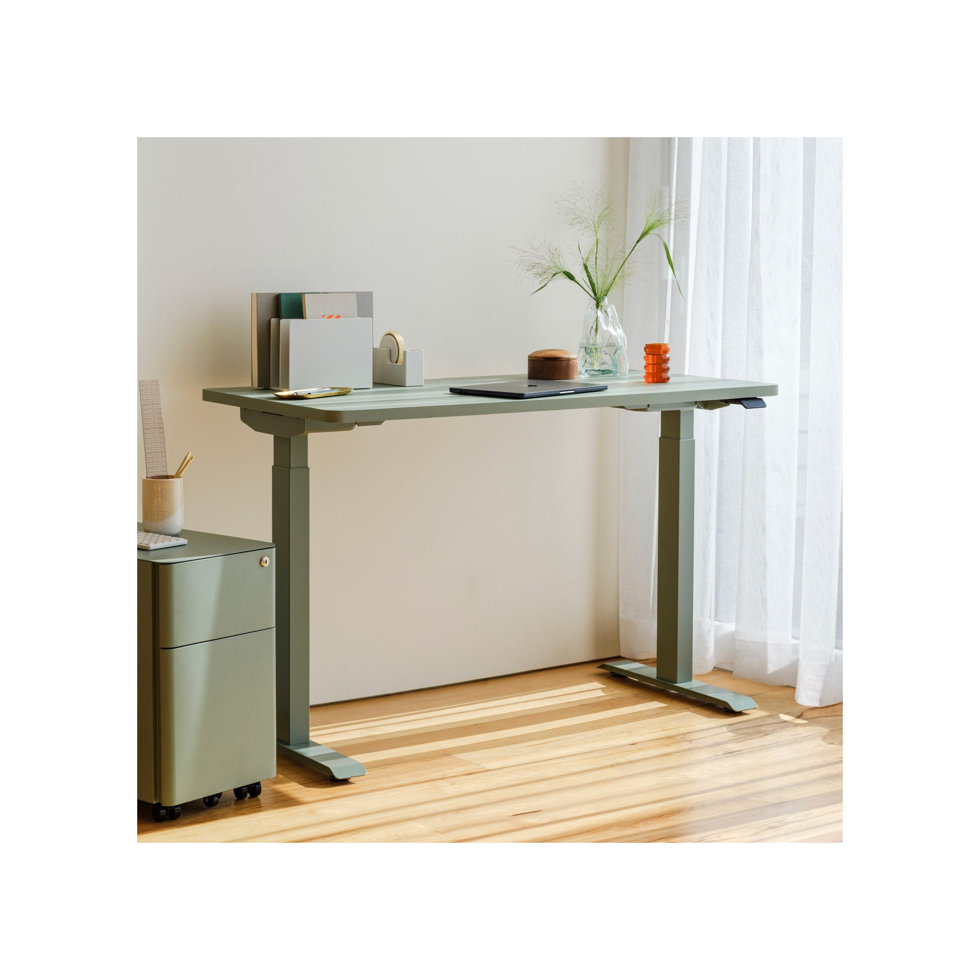 Duo Standing Desk, Sage, Sage, 47.3" H x 58" W x 27" D