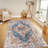 Area Rug,  5X7 Vintage Bohemia Large Persian Non-Slip Washable Rug For Living Room Kitchen Bedroom Living Room Flower Design Blue/Yellow