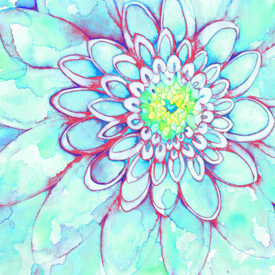 Fleur aquarelle bleue