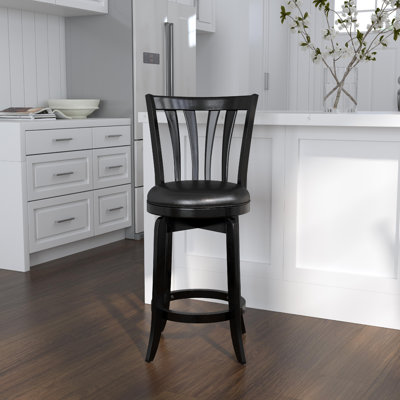Asharn Swivel Upholstered Counter Stool, Black