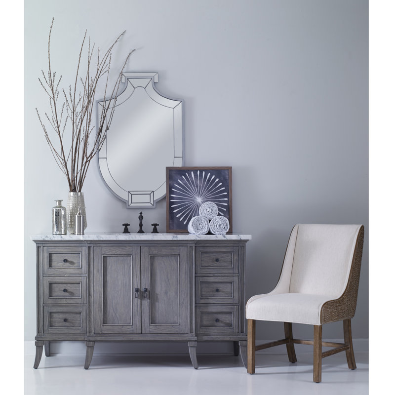 Danbury 60'' Gray Mahogany Single Bathroom Vanity with Marble Top