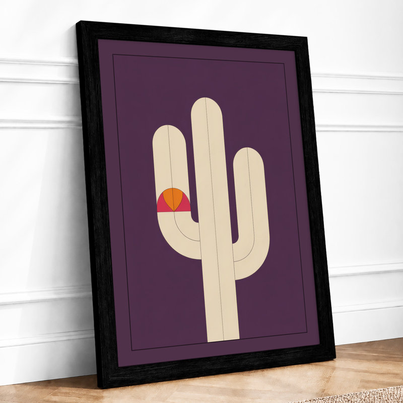 Cactus Bloom Minimalist - Framed Print, A1 - 84.1 x 59.4 cm, Black
