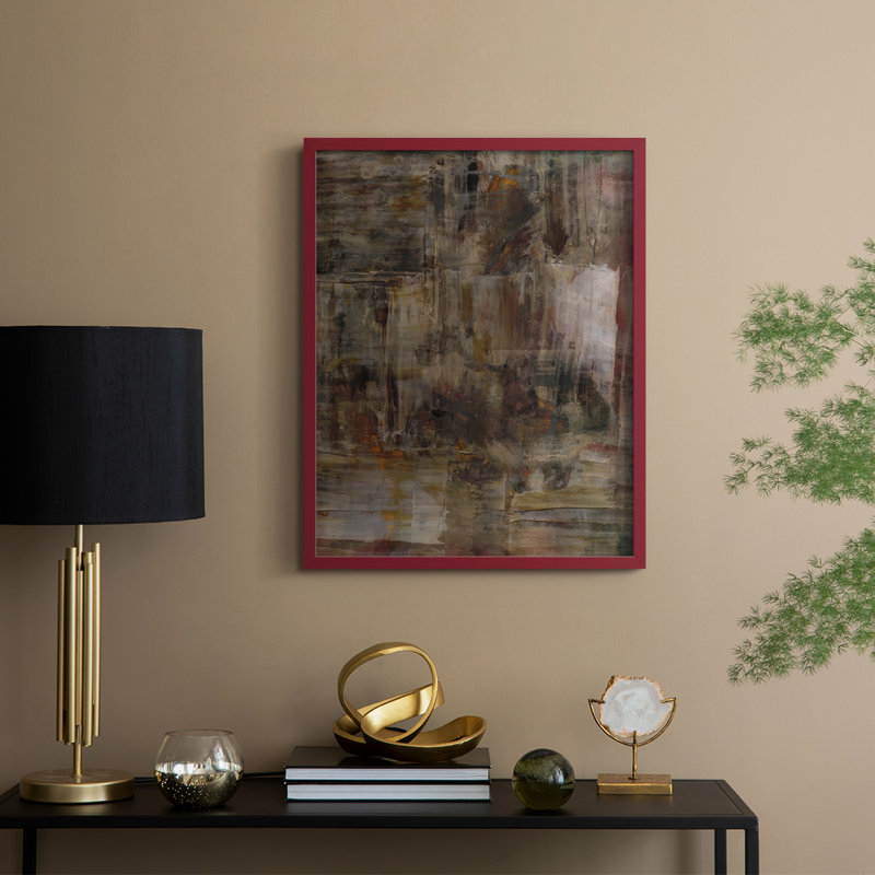 «Molten Patina II», reproduction encadrée - bois massif, H 30 po x l 24 po, Rouge