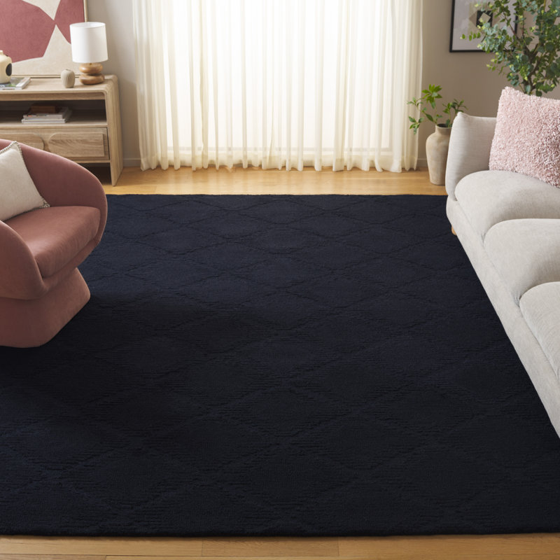 Laine touffetée à la main à 80% Baccar 676; Tapis d'intérieur 20% coton à motif géométrique, Rectangulaire 8 pi x 10 pi
