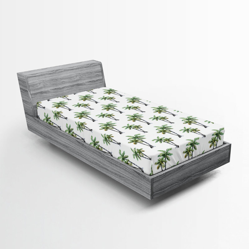 Drap-housse Ambesonne, paquet de 2, Drap-housse simple TG, Motif floral gris / vert / blanc