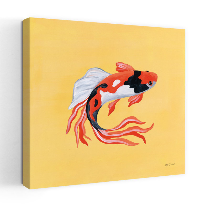 Art contemporain coloré Koi I avec animaux, H 48 po x l 48 po