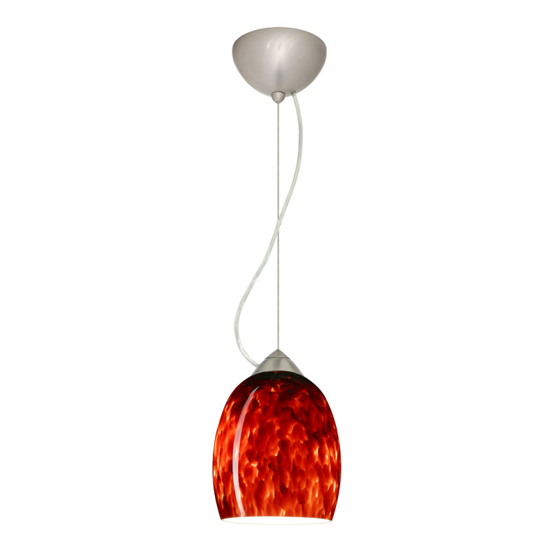 Lucia 1 - Light Single Pendant, Incandescent, Satin Nickel, Blue Cloud