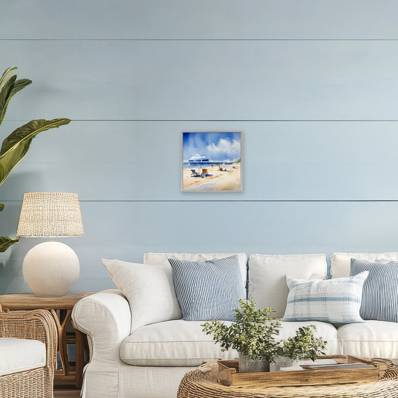 «Stay A tandis que la plage est sortie», giclée par LSR Design Studio, H 12 po x l 12 po, Estampe numérique Farmhouse