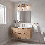  Éclairage pour salle de bain à DEL 3 lumières Abel en noir mat avec accents laiton chaud-119773359-119773360