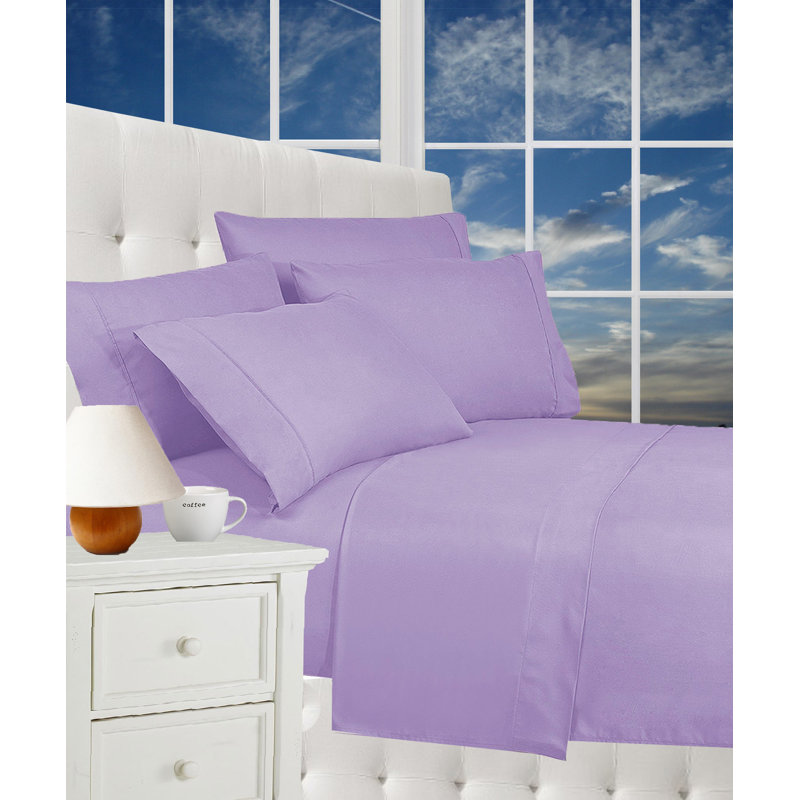 Microfiber Percale Sheet Set with Deep Pocket Fitted Sheet, Lilac, Full Sheet Set + 1 Fitted Sheet + 2 Pillowcases
