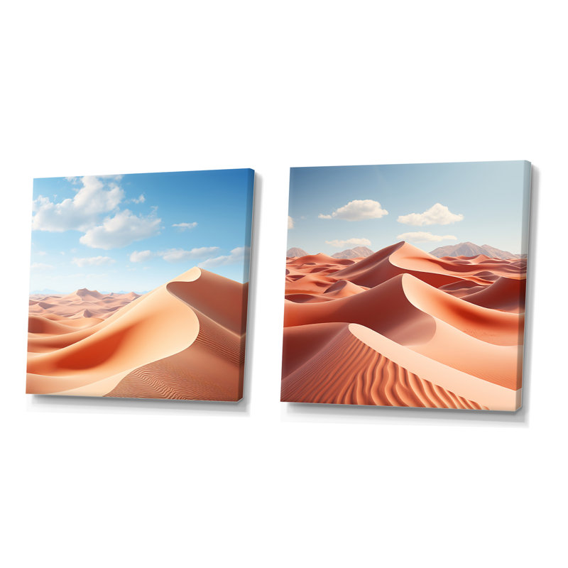 Desert Glamis Sand Dunes - Ensemble de 3 collages carrés du désert, Toile tendue, H 30 po x l 61 po