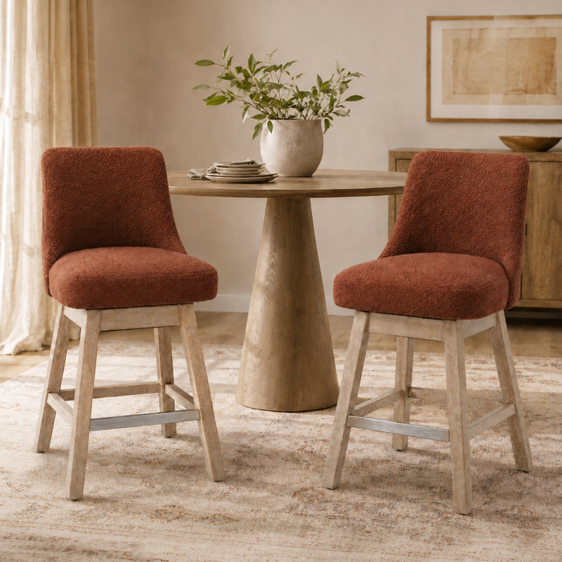 Tabourets de bar pivotants, pieds en bois bouclés, chaises de comptoir modernes pour la cuisine, Brut 5