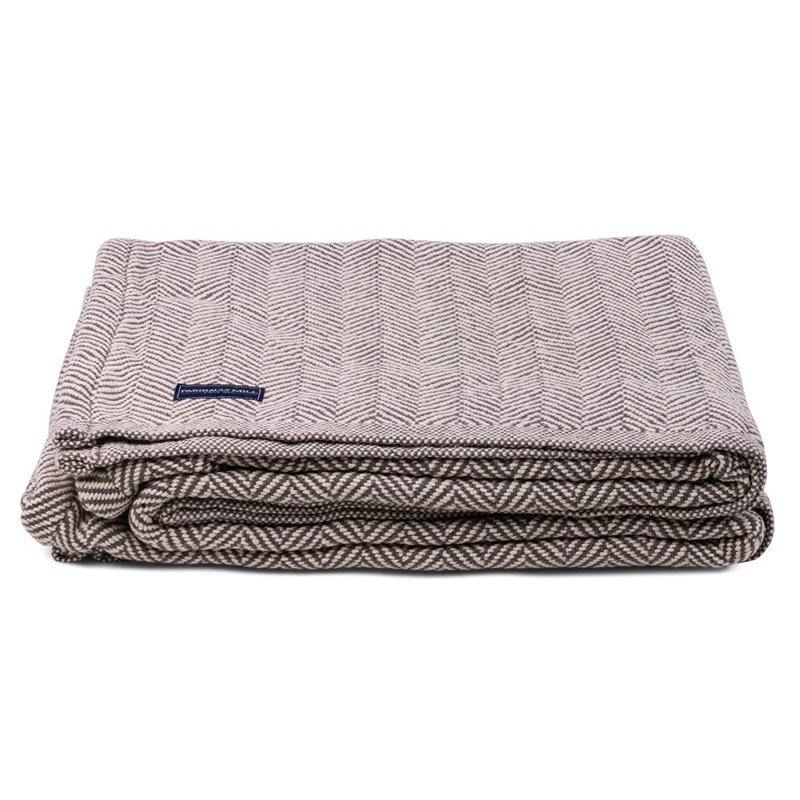 Coastal Penobscot Cotton Blanket, 80" x 96", Brown