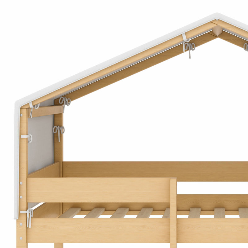 Lit superposé en bois robuste avec tente, Natural