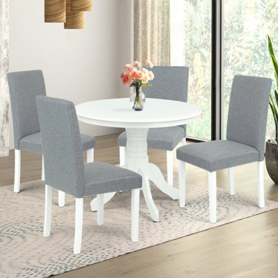 Ensemble de table de salle à manger 5 pièces, 4 chaises rembourrées en bois massif Falabella