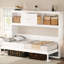 Lit simple blanc avec matelas de charge, tiroir et rangement - Station de teinte en bois de pin, sensation rustique-1292976905