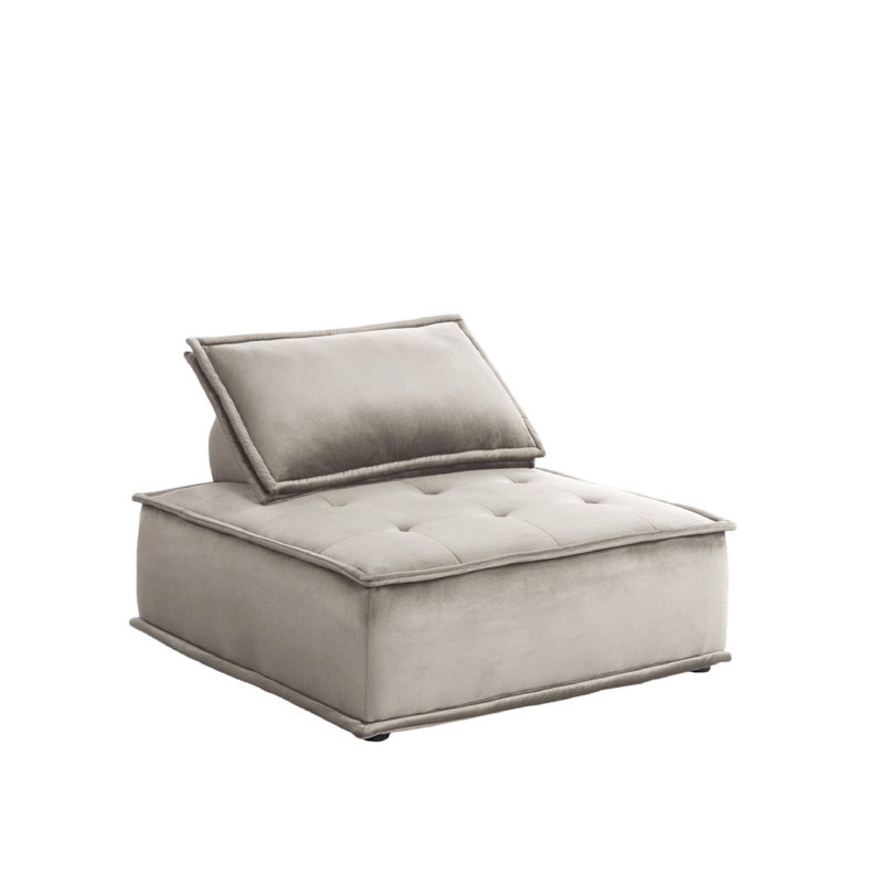 Gouvernour Velvet 6 seat Sectional Sofa ottoman, Light Gray Velvet