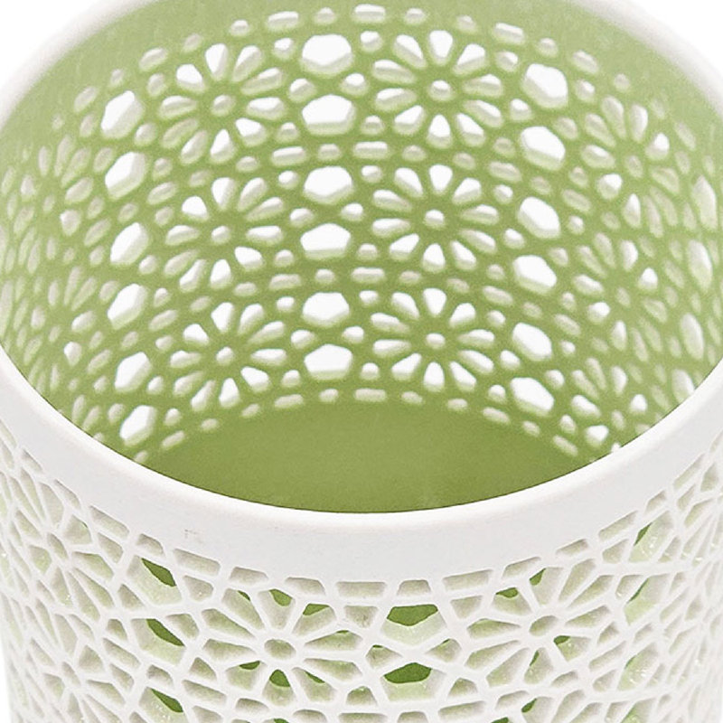 Bougeoirs en céramique - ensemble de 2, Blanc / vert