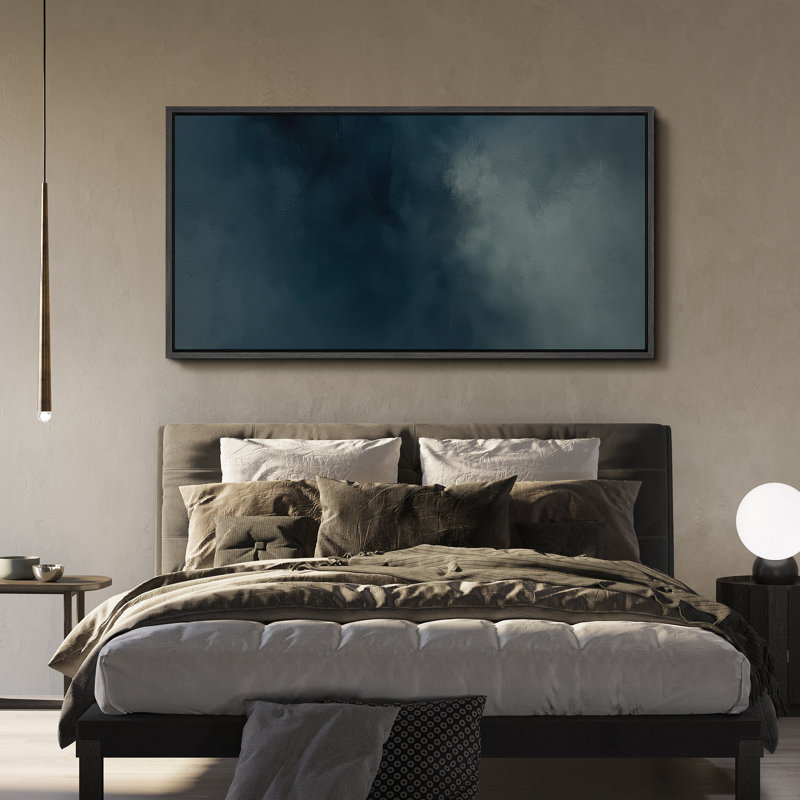 Grande impression sur toile encadrée, reproduction abstraite neutre pour décoration intérieure moderne, H 30 po x l 60 po