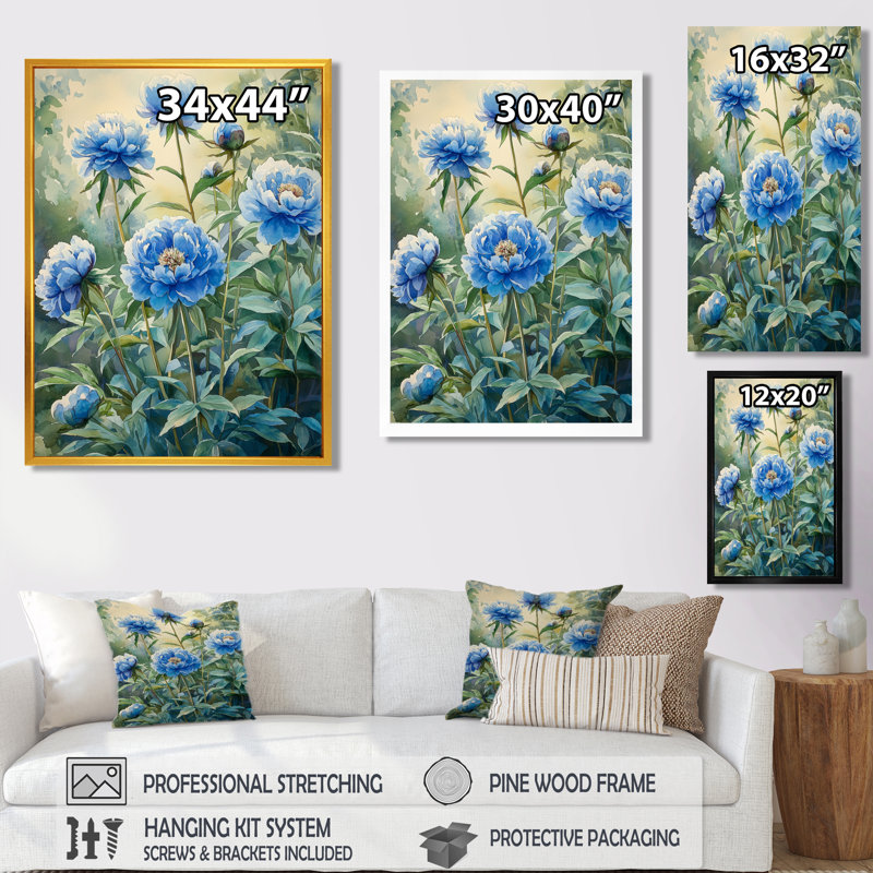 Albertine - Art mural sur toile à motif floral, H 32 po x l 16 po, Impression d'un seul cadre photo, Doré