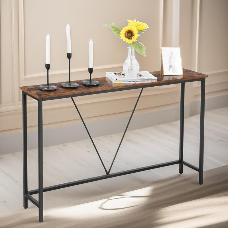 120Cm Rustic Console Table Metal Frame Entryway Hallway Living Room