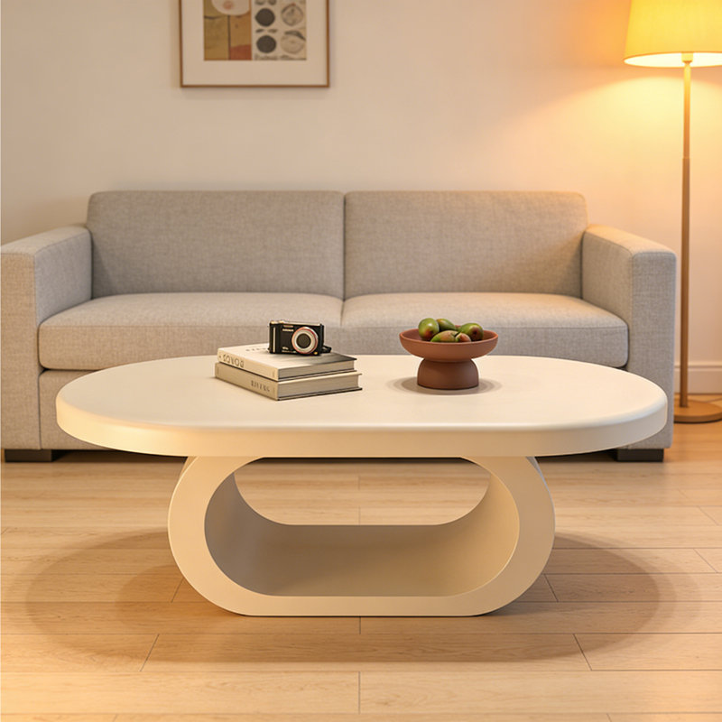Table basse Minimalist Luxury Modern, Ivoire ivoire, H 17,71 po x L 47,24 po x l 23,62 po, Ivoire ivoire