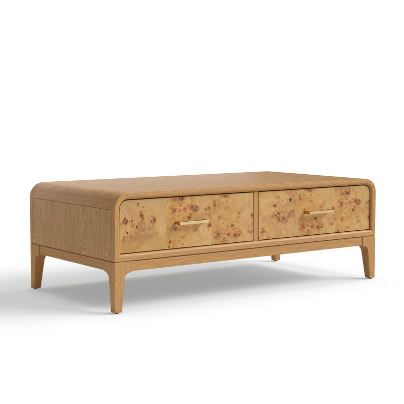 Table basse à 2 tiroirs Adden Mid-Century Modern, Chêne