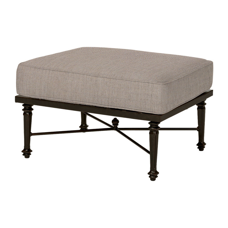 Grand Terrace Outdoor Ottoman, Cast Ash Sunbrella® Plainweave, Vintage