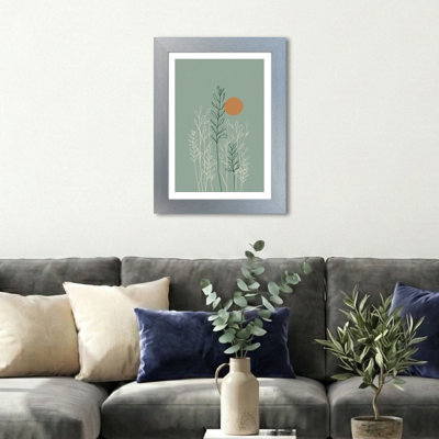 Wall Art Home Decor Scandinavian botanical line drawing minimal sage green and terracotta stems, fine Giclee Art Print for modern spaces 1 Piece Wall Art