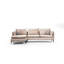 Canapé d'angle beige avec pouf 9,5 pi x 6,1 pi x 2,8 pi | Structure en bois de hêtre et en carton, tissu 100% polyester | Système de canapé-lit, coussins en mousse souple, nettoyage à sec | Pieds en métal noir mat, design industriel élégant