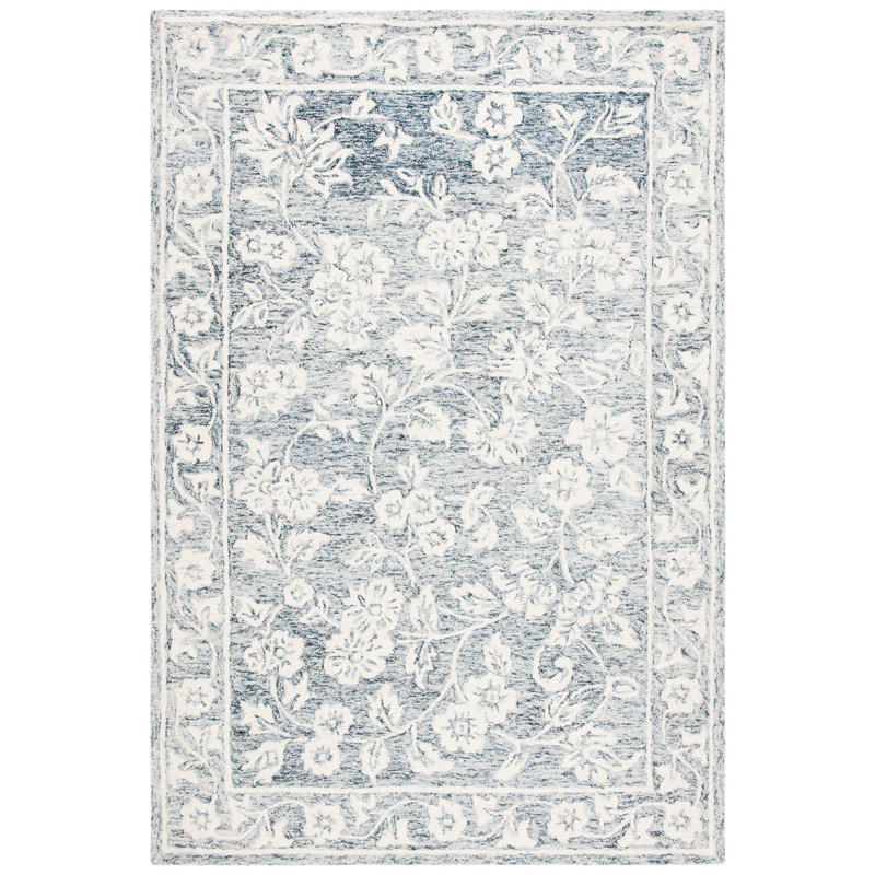 Conaway Hand Tufted Wool Floral Rug, Rectangle 3' x 5'