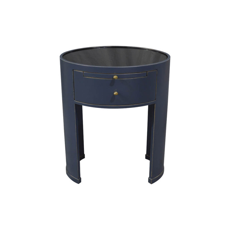 Coppess 55cm W Solid Wood Bedside Table, Blue