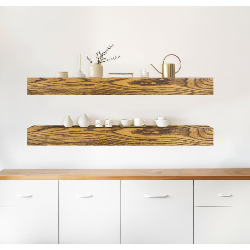 Emerald Lee 2 Piece Oak Floating Shelf, 6" H x 52" W x 8" D